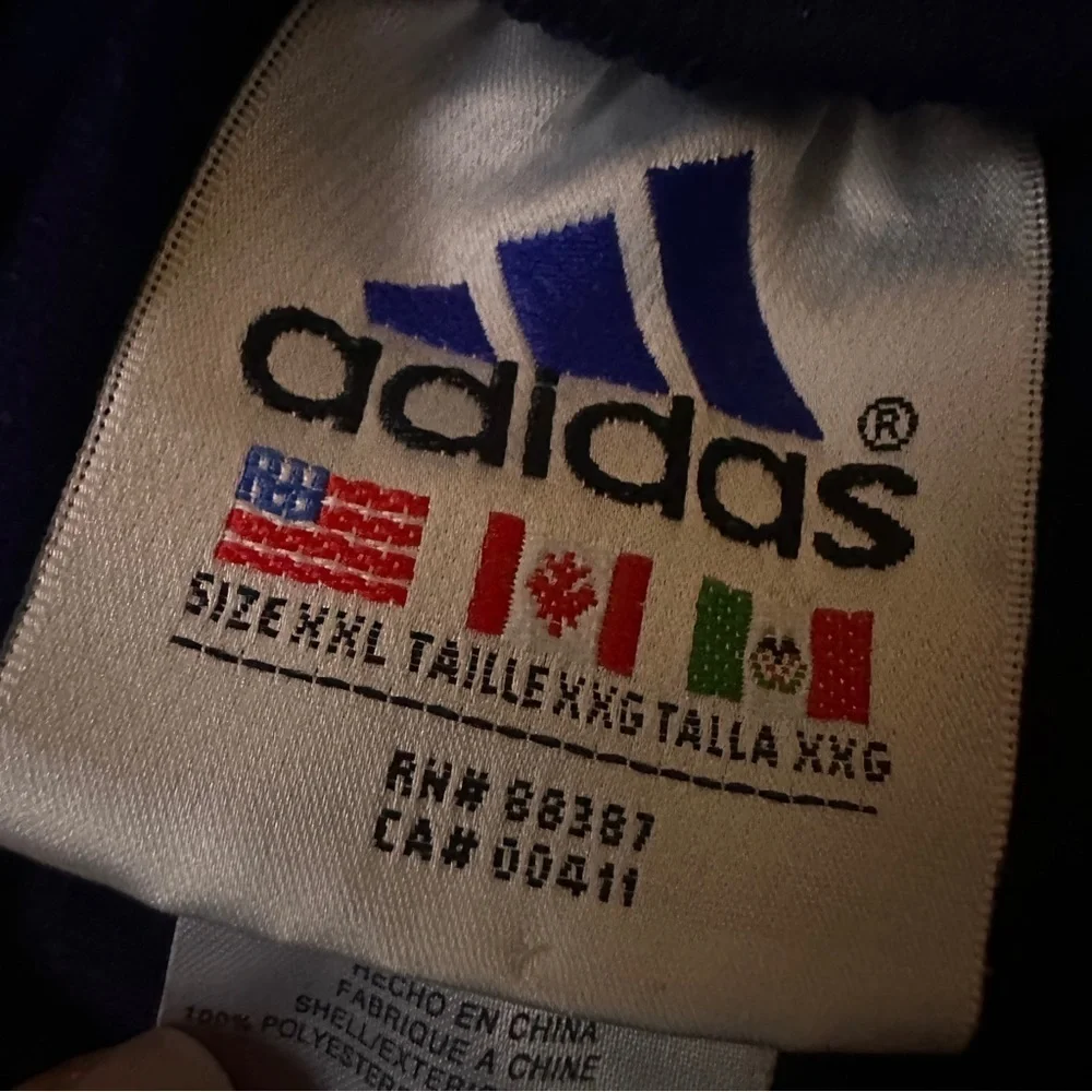 Vintage Adidas Mens Blue /White Stripe Basketball Joggers XXL Tear Away Warmups